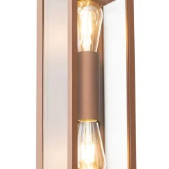QAZQA Gartenbeleuchtung|Außenwandleuchten*Industrielle Wandleuchte rostbraun 38 cm 2-flammig IP44 - Charlois