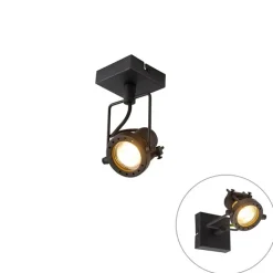 QAZQA Schlafzimmerlampen|Küchenlampen*Industrieller Deckenspot schwarz verstellbar GU10 50mm - Suplux