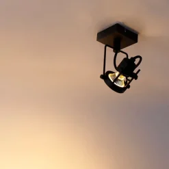 QAZQA Schlafzimmerlampen|Küchenlampen*Industrieller Deckenspot schwarz verstellbar GU10 50mm - Suplux
