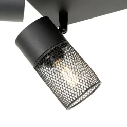 QAZQA Deckenstrahler|Aufbaustrahler*Industrieller Deckenstrahler schwarz 4-flammig verstellbar - Jim