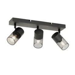QAZQA Deckenstrahler|Aufbaustrahler*Industrieller Deckenstrahler schwarz 3-flammig verstellbar - Jim