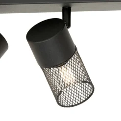 QAZQA Deckenstrahler|Aufbaustrahler*Industrieller Deckenstrahler schwarz 3-flammig verstellbar - Jim