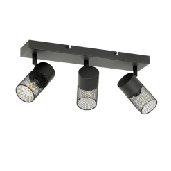 QAZQA Deckenstrahler|Aufbaustrahler*Industrieller Deckenstrahler schwarz 3-flammig verstellbar - Jim