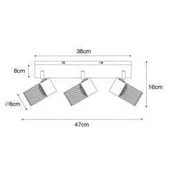 QAZQA Deckenstrahler|Aufbaustrahler*Industrieller Deckenstrahler schwarz 3-flammig verstellbar - Jim