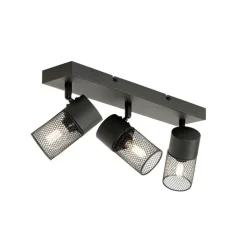 QAZQA Deckenstrahler|Aufbaustrahler*Industrieller Deckenstrahler schwarz 3-flammig verstellbar - Jim