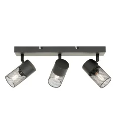 QAZQA Deckenstrahler|Aufbaustrahler*Industrieller Deckenstrahler schwarz 3-flammig verstellbar - Jim