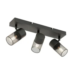 QAZQA Deckenstrahler|Aufbaustrahler*Industrieller Deckenstrahler schwarz 3-flammig verstellbar - Jim
