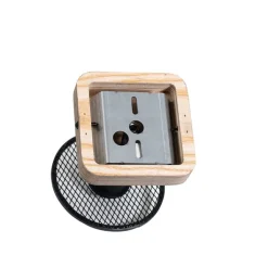 QAZQA Wandstrahler|Deckenstrahler*Industrieller Deckenstrahler schwarz mit Holz - Jasmijn