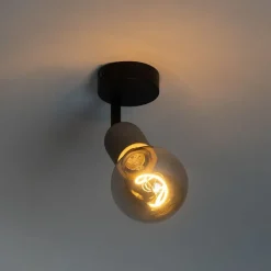 QAZQA Wandstrahler|Deckenstrahler*Industrieller Fleck schwarz mit Beton - Pedra