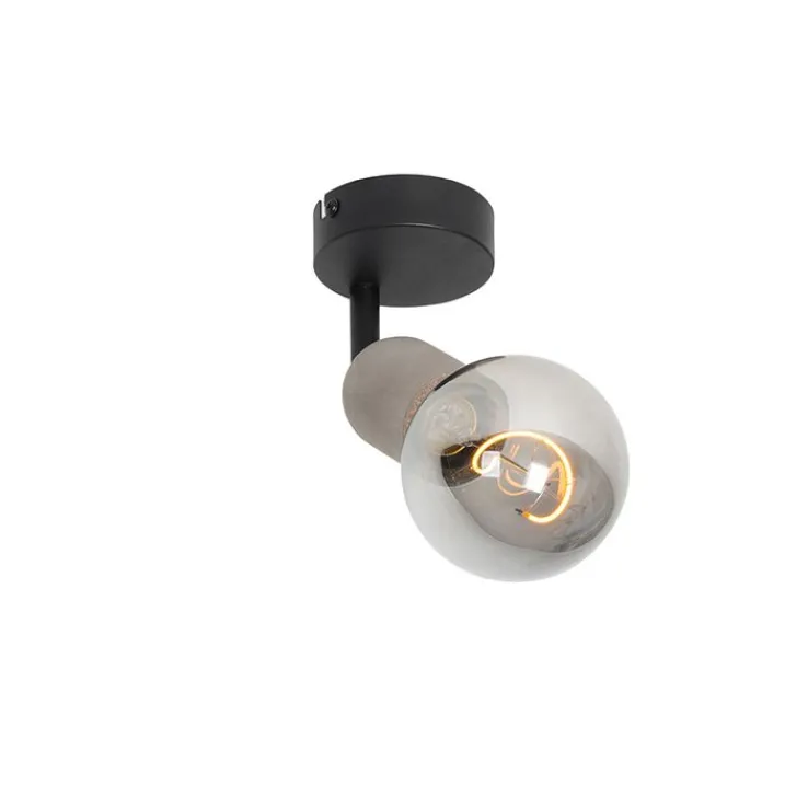 QAZQA Wandstrahler|Deckenstrahler*Industrieller Fleck schwarz mit Beton - Pedra