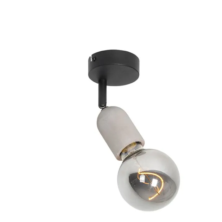 QAZQA Wandstrahler|Deckenstrahler*Industrieller Fleck schwarz mit Beton - Pedra