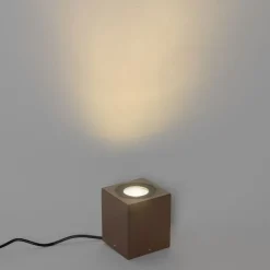 QAZQA Gartenbeleuchtung|Stehlampen Außen*Industrieller Gartenstrahler rostbraun quadratisch IP65 - Lennard