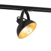QAZQA Küchenlampen|Esszimmerlampen*Industrieller 1-phasiger Schienenstrahler schwarz mit goldfarbenem Innenleben - Iconic Magnax