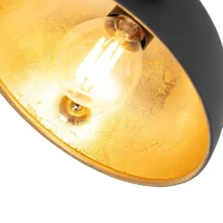 QAZQA Küchenlampen|Esszimmerlampen*Industrieller 1-phasiger Schienenstrahler schwarz mit goldfarbenem Innenleben - Iconic Magnax