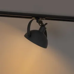 QAZQA Küchenlampen|Esszimmerlampen*Industrieller 1-phasiger Schienenstrahler schwarz mit goldfarbenem Innenleben - Iconic Magnax