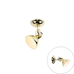 QAZQA Wandstrahler|Deckenstrahler*Industrieller runder Spot gold 1-light - Tommy