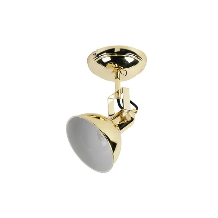 QAZQA Wandstrahler|Deckenstrahler*Industrieller runder Spot gold 1-light - Tommy