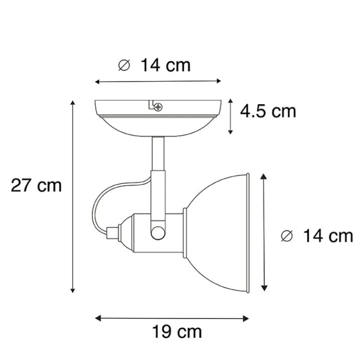 QAZQA Wandstrahler|Deckenstrahler*Industrieller runder Spot gold 1-light - Tommy