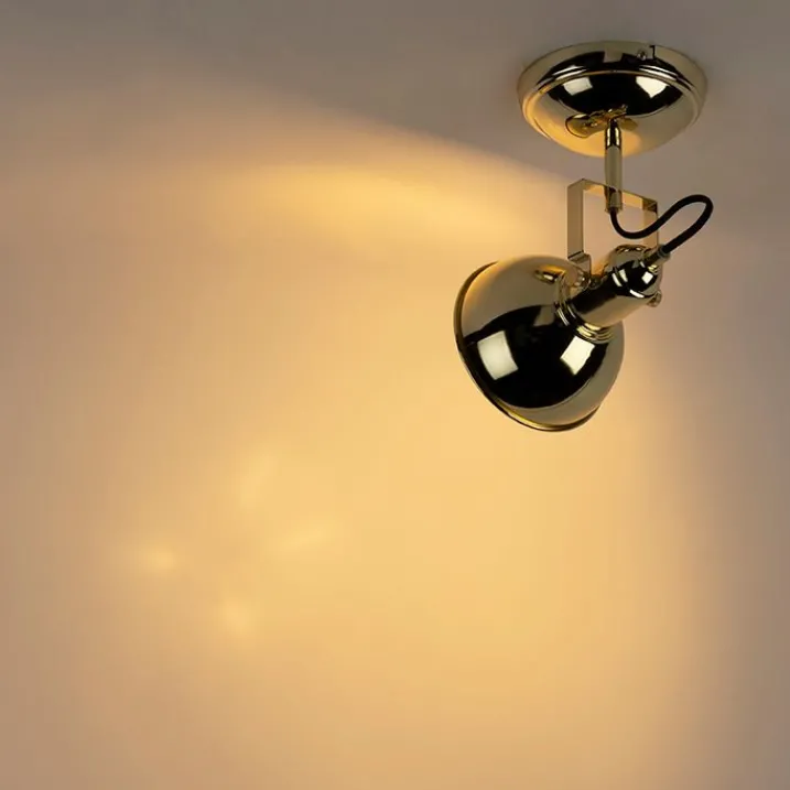 QAZQA Wandstrahler|Deckenstrahler*Industrieller runder Spot gold 1-light - Tommy
