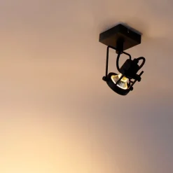 QAZQA Smarte Spots|Smarte Deckenleuchten*Industrieller Smart Spot schwarz inkl. WiFi GU10 - Suplux