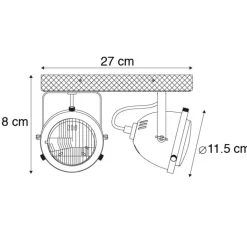QAZQA Smarte Spots|Smarte Deckenleuchten*Industrieller Smart Spot grau mit Holz inkl. 2 WiFi GU10 - Emado