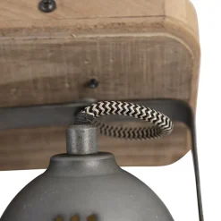 QAZQA Smarte Spots|Smarte Deckenleuchten*Industrieller Smart Spot grau mit Holz inkl. 2 WiFi GU10 - Emado