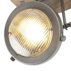 QAZQA Smarte Spots|Smarte Deckenleuchten*Industrieller Smart Spot grau mit Holz inkl. 2 WiFi GU10 - Emado