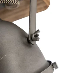 QAZQA Smarte Spots|Smarte Deckenleuchten*Industrieller Smart Spot grau mit Holz inkl. 2 WiFi GU10 - Emado