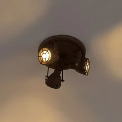 QAZQA Deckenstrahler|Aufbaustrahler*Industrieller Spot im Rostdesign 3-Flammig - Sorra