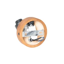 QAZQA Wandstrahler|Deckenstrahler*Industrieller Spot schwarz mit Holz - Kristina