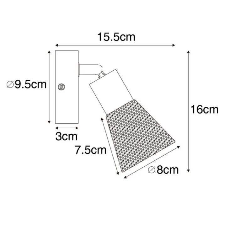 QAZQA Wandstrahler|Deckenstrahler*Industrieller Spot schwarz mit Holz - Kristina