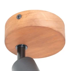 QAZQA Wandstrahler|Deckenstrahler*Industrieller Spot schwarz mit Holz - Kristina