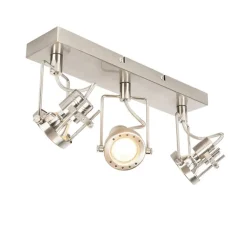 QAZQA Deckenstrahler|Aufbaustrahler*Industrieller Spot stahl 3-flammig kippbar - Suplux
