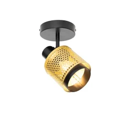 QAZQA Wandstrahler|Deckenstrahler*Industrielles Fleckschwarz mit Gold - Kayden