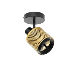 QAZQA Wandstrahler|Deckenstrahler*Industrielles Fleckschwarz mit Gold - Kayden