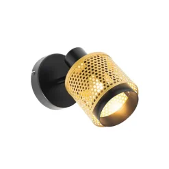 QAZQA Wandstrahler|Deckenstrahler*Industrielles Fleckschwarz mit Gold - Kayden