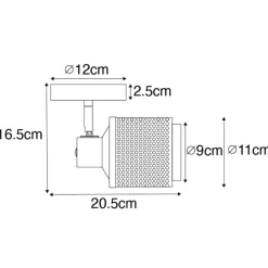 QAZQA Wandstrahler|Deckenstrahler*Industrielles Fleckschwarz mit Gold - Kayden