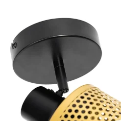 QAZQA Wandstrahler|Deckenstrahler*Industrielles Fleckschwarz mit Gold - Kayden