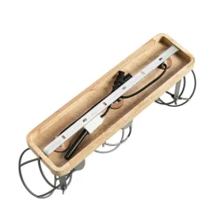 QAZQA Deckenstrahler|Aufbaustrahler*Industriespot dunkelgrau und Holz verstellbar 3-flammig – Arthur