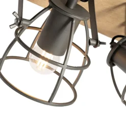 QAZQA Deckenstrahler|Aufbaustrahler*Industriespot dunkelgrau und Holz verstellbar 3-flammig – Arthur