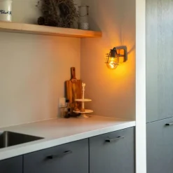 QAZQA Wandstrahler|Deckenstrahler*Industriespot dunkelgrau mit verstellbarem Holz – Arthur