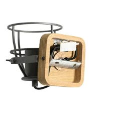 QAZQA Wandstrahler|Deckenstrahler*Industriespot dunkelgrau mit verstellbarem Holz – Arthur