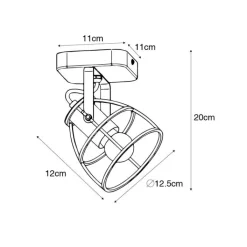 QAZQA Wandstrahler|Deckenstrahler*Industriespot dunkelgrau mit verstellbarem Holz – Arthur