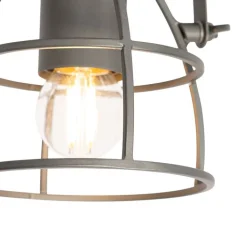 QAZQA Wandstrahler|Deckenstrahler*Industriespot dunkelgrau mit verstellbarem Holz – Arthur