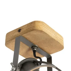 QAZQA Wandstrahler|Deckenstrahler*Industriespot dunkelgrau mit verstellbarem Holz – Arthur