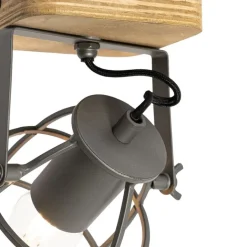 QAZQA Wandstrahler|Deckenstrahler*Industriespot dunkelgrau mit verstellbarem Holz – Arthur