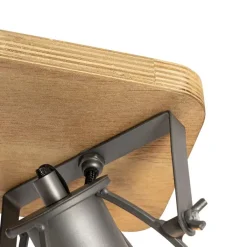 QAZQA Deckenstrahler|Aufbaustrahler*Industriespot dunkelgrau mit Holz verstellbar 2-flammig – Arthur