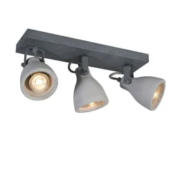 QAZQA Deckenstrahler|Aufbaustrahler*Industriespot grauer Beton 3-flammig - Creto