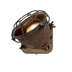 QAZQA Küchenlampen|Wandstrahler*Industriespot rostbraun mit Holz kippbar - Gina