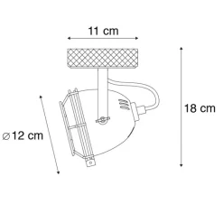 QAZQA Küchenlampen|Wandstrahler*Industriespot rostbraun mit Holz kippbar - Gina